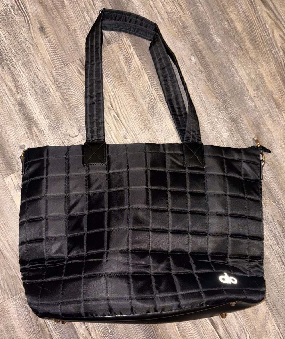 Alo Yoga Black Quilted Traverse Tote Bag